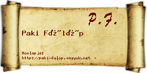 Paki Fülöp névjegykártya